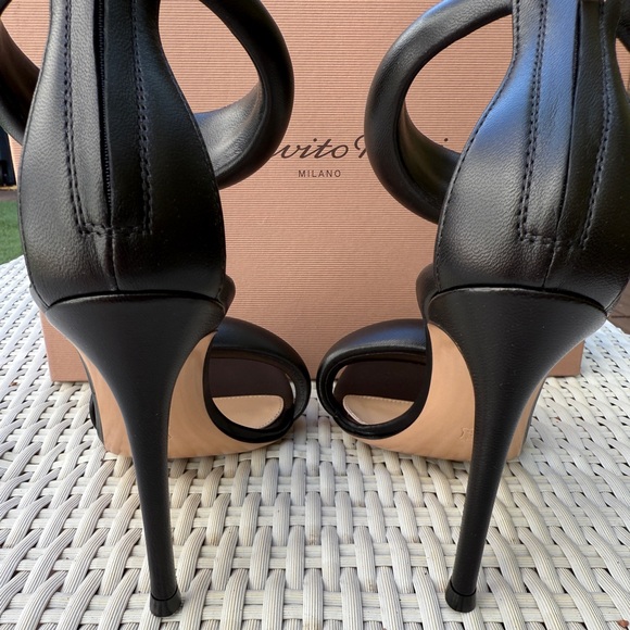Gianvito Rossi Bijoux Black Nero Lambskin Napa Leather Ankle Strap Heels 37.5 - Picture 9 of 13